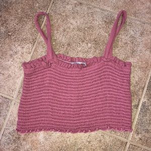 Pink ribbed cropped tank